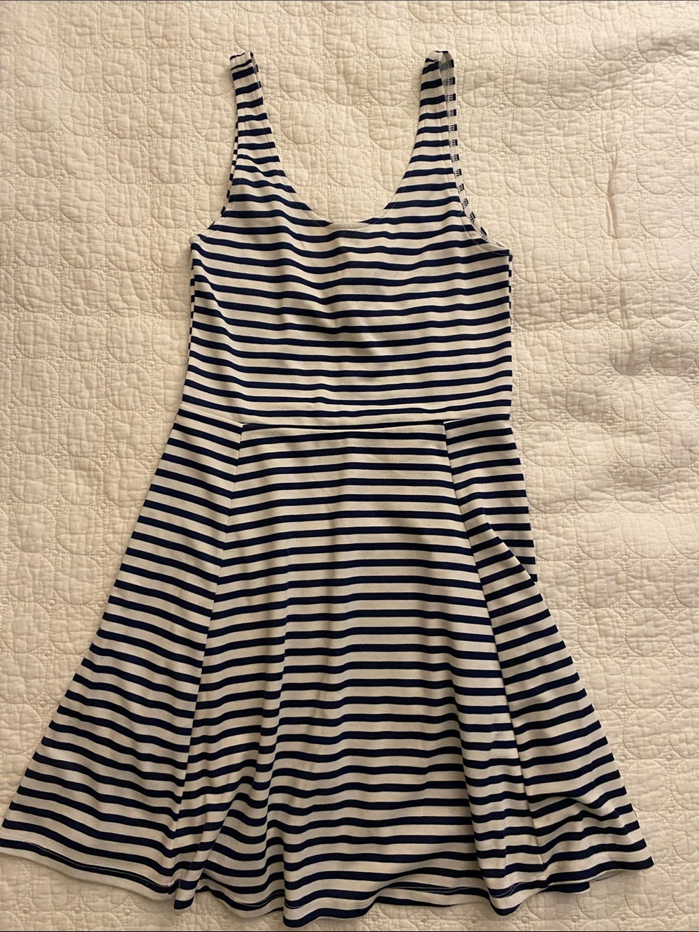Divided Navy and White Striped Mini Dress